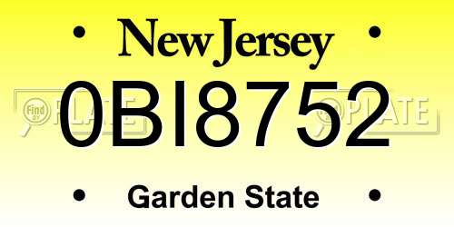 0BI8752 New Jersey License Plate