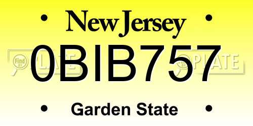 0BIB757 New Jersey License Plate