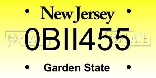 0BII455 New Jersey License Plate