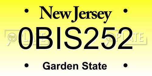 0BIS252 New Jersey License Plate