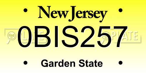 0BIS257 New Jersey License Plate