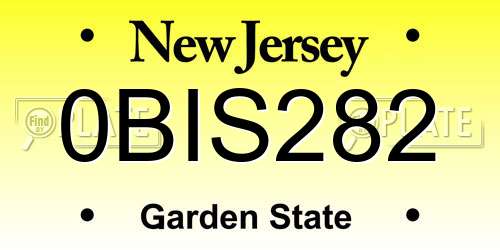 0BIS282 New Jersey License Plate