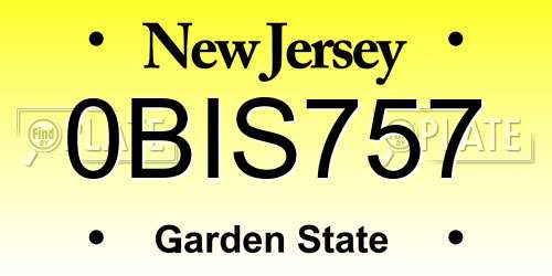 0BIS757 New Jersey License Plate