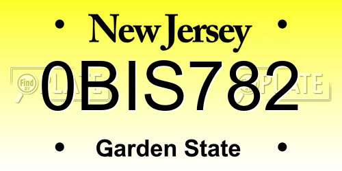 0BIS782 New Jersey License Plate
