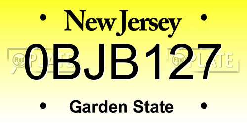 0BJB127 New Jersey License Plate