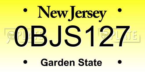 0BJS127 New Jersey License Plate