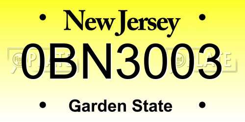 0BN3003 New Jersey License Plate