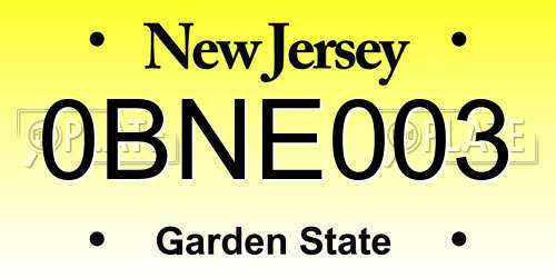 0BNE003 New Jersey License Plate