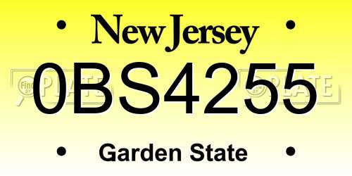 0BS4255 New Jersey License Plate