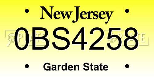 0BS4258 New Jersey License Plate