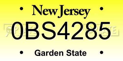 0BS4285 New Jersey License Plate