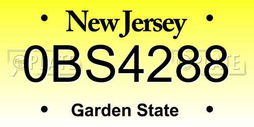 0BS4288 New Jersey License Plate