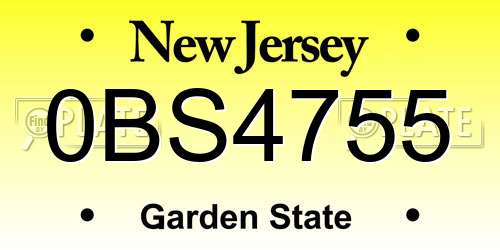 0BS4755 New Jersey License Plate