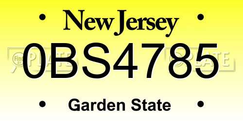 0BS4785 New Jersey License Plate