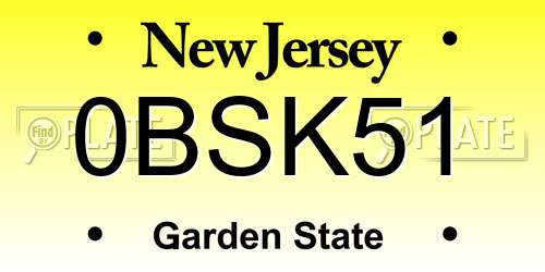 0BSK51 New Jersey License Plate