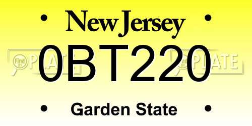0BT220 New Jersey License Plate