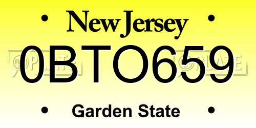 0BTO659 New Jersey License Plate