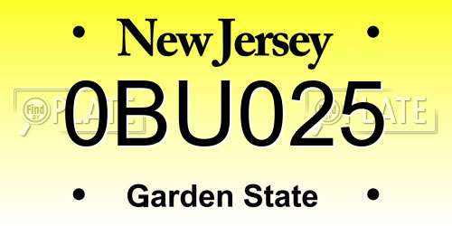 0BU025 New Jersey License Plate