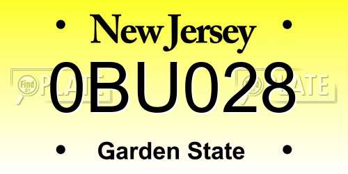 0BU028 New Jersey License Plate