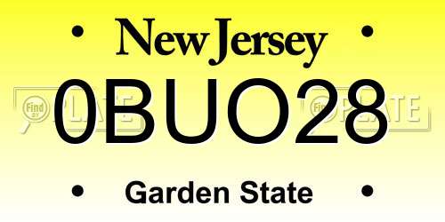 0BUO28 New Jersey License Plate