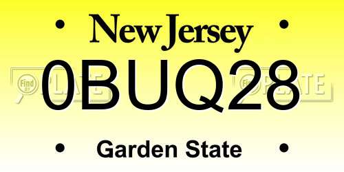 0BUQ28 New Jersey License Plate