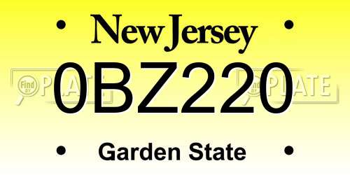 0BZ220 New Jersey License Plate
