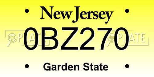 0BZ270 New Jersey License Plate