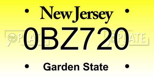 0BZ720 New Jersey License Plate