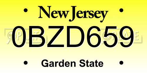 0BZD659 New Jersey License Plate