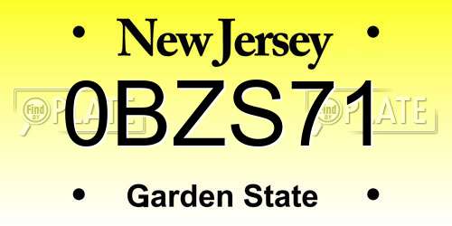 0BZS71 New Jersey License Plate