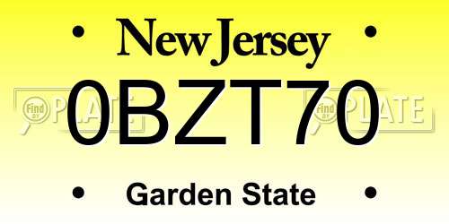 0BZT70 New Jersey License Plate