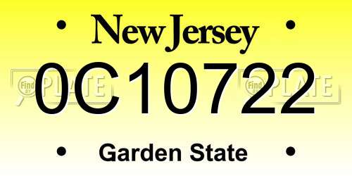 0C10722 New Jersey License Plate