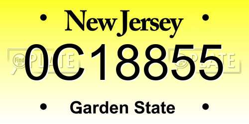0C18855 New Jersey License Plate