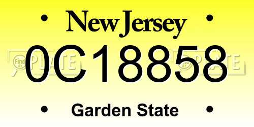 0C18858 New Jersey License Plate
