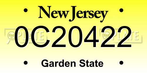 0C20422 New Jersey License Plate