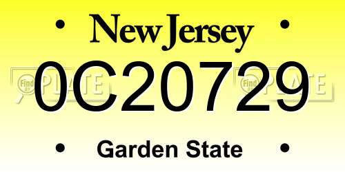 0C20729 New Jersey License Plate