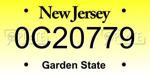 0C20779 New Jersey License Plate