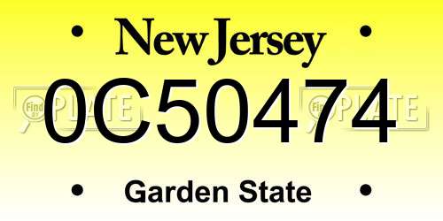 0C50474 New Jersey License Plate