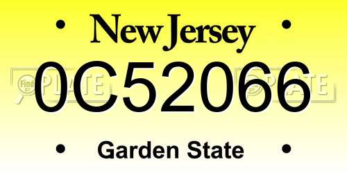 0C52066 New Jersey License Plate