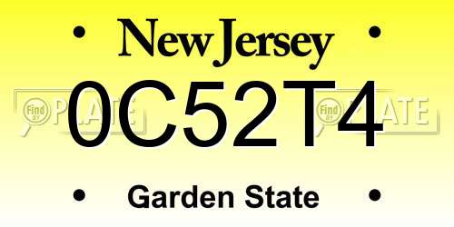 0C52T4 New Jersey License Plate