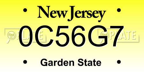 0C56G7 New Jersey License Plate