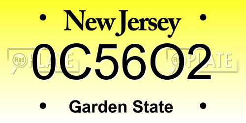 0C56O2 New Jersey License Plate