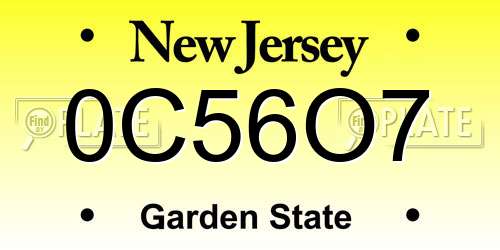 0C56O7 New Jersey License Plate