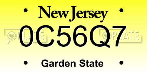 0C56Q7 New Jersey License Plate