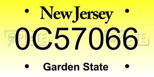 0C57066 New Jersey License Plate