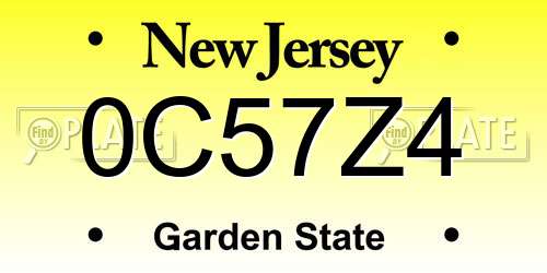 0C57Z4 New Jersey License Plate