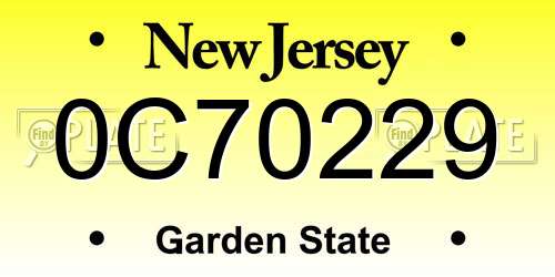 0C70229 New Jersey License Plate