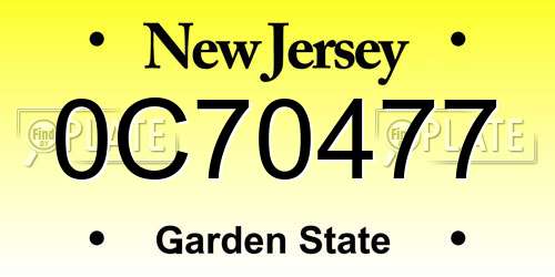 0C70477 New Jersey License Plate