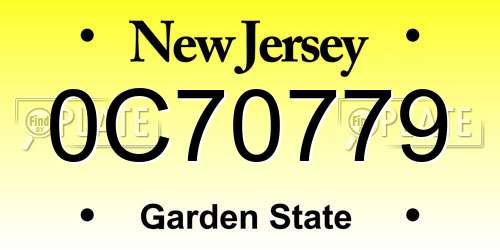 0C70779 New Jersey License Plate