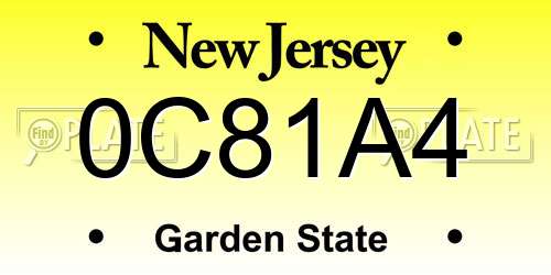 0C81A4 New Jersey License Plate